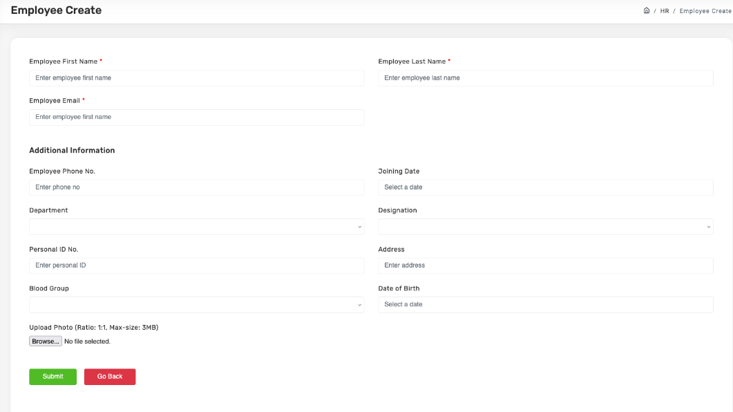 Create employee form