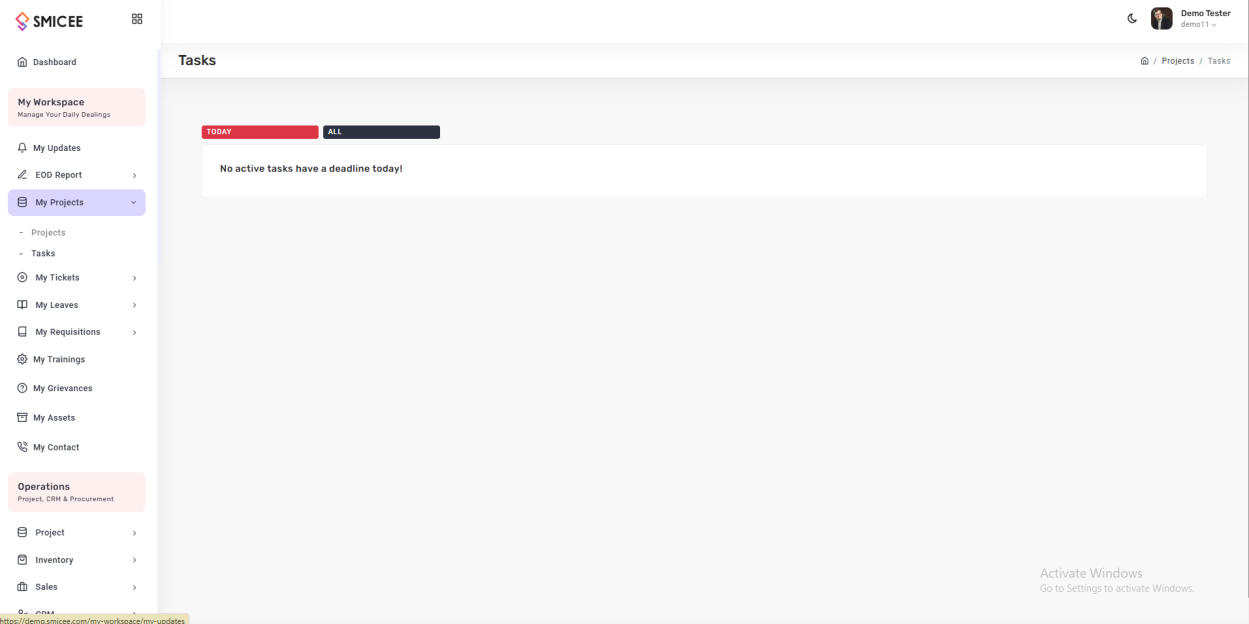 My tasks with deadline view